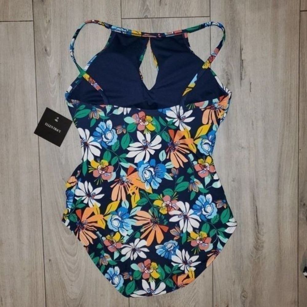 Ellen Tracy women's floral Keyhole High-Neck one piece Swimsuit size 8 - Picture 10 of 12